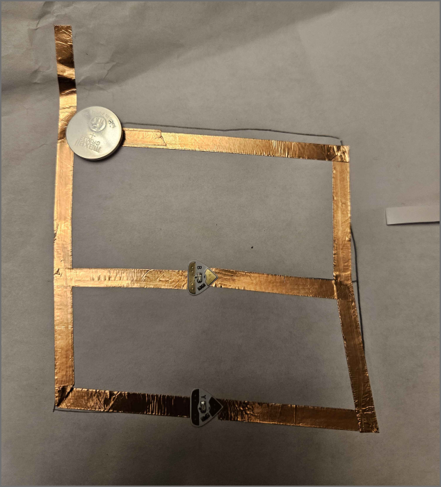 a parallel circuit with a switch created by folding one side