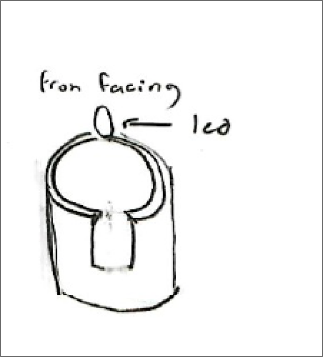 an sketch of the image of where the led will be placed