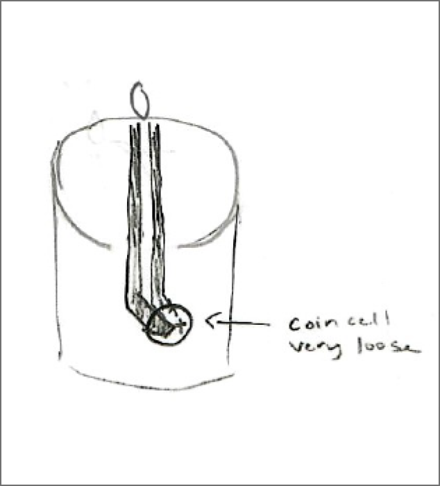 an sketch of how the cell battery will be placed to cause an trigger